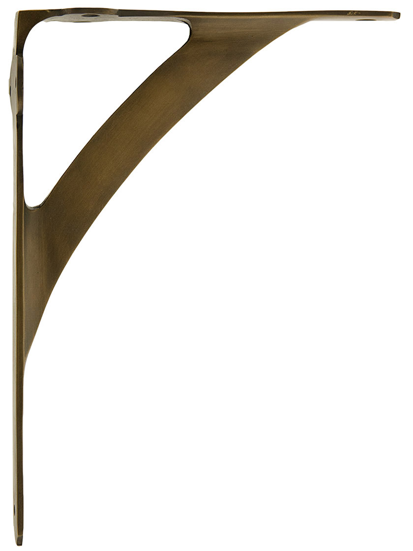 Solid Brass Shelf Bracket - 9 7/8 inch x 7 3/8 inch In Antique Brass.